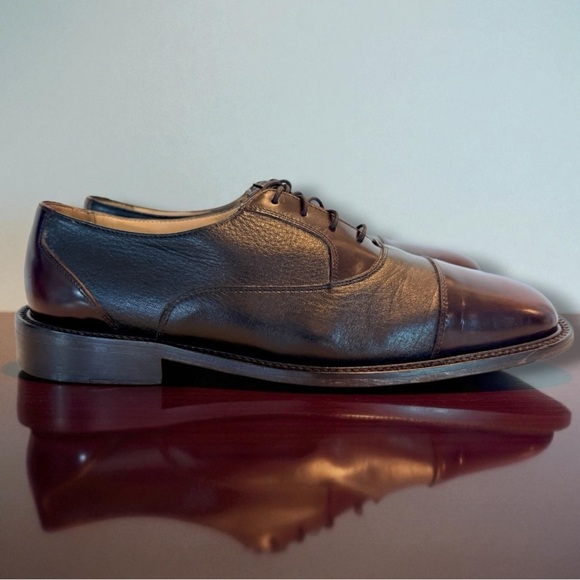 Barcelino Handmade Italian Leather Cap Toe Shoes Burgundy/Black |10M |Vero Cuoio main image 9